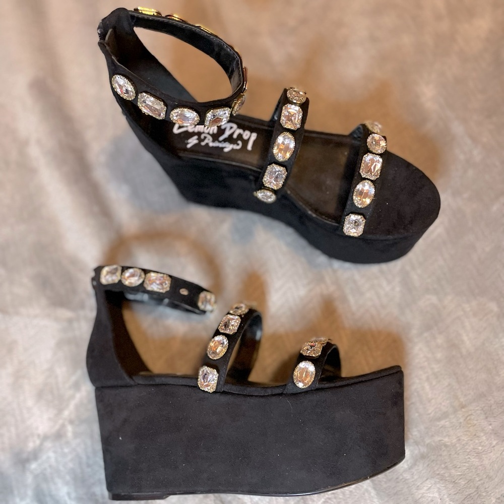 Black Lemon Drop Platform Sandals